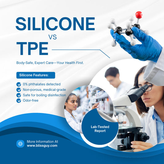 Microscopic comparison of silicone vs TPE surfaces” + “Material safety certification examples.