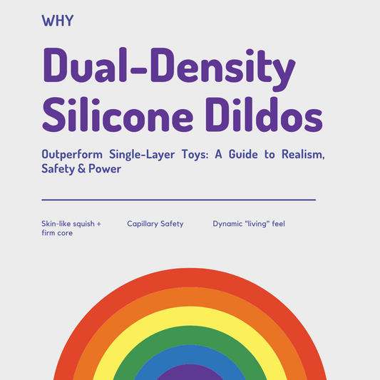 Dual-density dildo bending around curves vs. rigid single-layer toy snapping under pressure